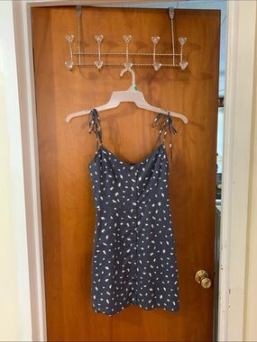 Abercrombie 100% Cotton Tie Strap Printed Mini Dress - Blue and white